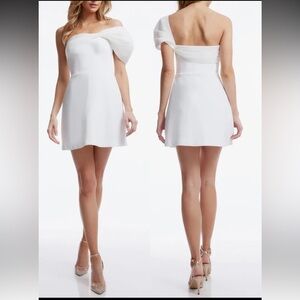 New Dress The Population Olive Off the Shoulder Mixed Media Mini Dress White S